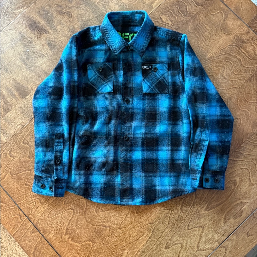 DIXXON Blue and Black Plaid Kids Button Down Shirt